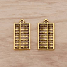 20 peças amuletos de ábaco de ouro antigo, pingentes de 2 lados para colar, pulseira, jóias diy, 25x13mm 2024 - compre barato