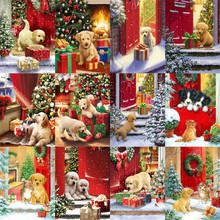 tapb Christmas And Dog Pictures DIY Painting By Numbers Adults Handpainted On Canvas Coloring By Numbers Home Wall Art Decor 2024 - buy cheap