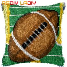 Latch Hook Kit Make Your Own Cushion American Football Printed Canvas Crochet Pillow Case Latch Hook Cushion Cover Hobby & Craft 2024 - buy cheap