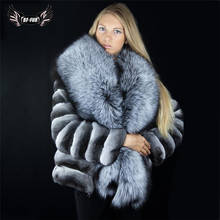 Winter Coat Women Real Chinchilla Rex Rabbit Fur Jacket With Big Silver Fox Fur Collar Natural Pelt Genuine Rex Rabbit Fur Coats 2024 - buy cheap