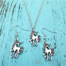 Unicorn Earring Necklace Sets Jewelry Set Antique,Beauty Vintage Fashion Women Christmas Birthday Girl Gifts 2024 - buy cheap