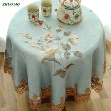 Zho mo toalha de mesa bordada retangular europeu, toalha redonda elegante e retangular para decoração de casamento, acessórios de cozinha para casa 2024 - compre barato