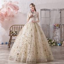 Wedding Dress 2022 Muslim Half Sleeve High Neck Lace Up Ball Gown Princess Champagne Vintage Wedding Dresses Hs778 2024 - buy cheap
