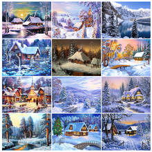 5D DIY Diamond Painting Landscape Winter House Full Square Rhinestone Embroidery Cross Stitch Kit Mosaic Picture Decoration Gift 2024 - buy cheap