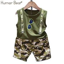 Humor Bear/летние детские комплекты одежды для маленьких мальчиков 2020, комплект из 2 предметов, футболка без рукавов, костюмы для малышей, камуфляжные шорты, детская одежда 2024 - купить недорого