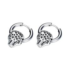 Punk Stainless Steel Men Stud Earrings Leopard Design Circle Round Hoop Ear Jewelry 2024 - buy cheap