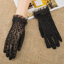 Luvas femininas rendas leopardo impressão luvas de festa luvas femininas luvas de proteção solar dedo completo luvas 2024 - compre barato