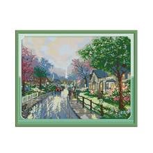 The streets after the rain cross stitch kit aida 14ct 11ct count print canvas cross stitches  needlework embroidery DIY handmade 2024 - buy cheap