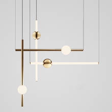 Luminária pendente moderna orion, com tubo de luz led dourada para sala de estar, quarto, cozinha, loft, decoração industrial 2024 - compre barato