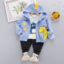 Autumn Fashion Children's Clothing 1-4T Letter Printing Long-Sleeved Hooded 3pcs Hooded Jacket T-Shirt Pants Baby Foreign-Style 2024 - buy cheap