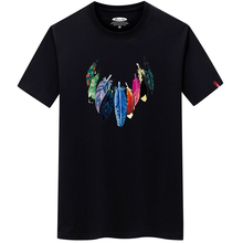 JFUNCY-camisetas de manga corta para hombre, Camisa de algodón 100% con estampado de plumas de Color, holgada, informal, de talla grande, de verano 2024 - compra barato