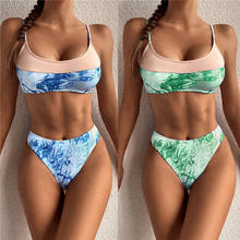 Tie-dye Bikinis 2021 Women Swimsuit Halter Bathing Suit Patchwork Swimsuit Biquinis Mujer Two Pieces Bikini maillot de bain 2024 - buy cheap