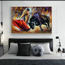 Pintura abstrata de arte em tela, matador touro, combate, arte para parede, posteres e impressões, imagens de animais para decoração de sala de estar, sem moldura 2024 - compre barato