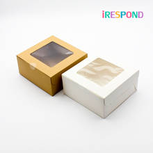 Caixa de papel kraft marrom com janela, 50 peças muffin caixa de bolo presente de casamento caixa de artesanato empacotador de papel branco 4 copo porta bolo 2024 - compre barato