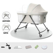 Portable Travel Bed with Mosquito Net, 4 Wheeled Baby Bassinet Newborn Infant Crib, Convert to Rocking Cradle 2024 - buy cheap
