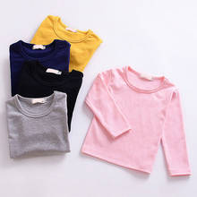 Long Sleeve Girl T-shirt Candy Color Tops For Kids Cotton Boys Shirts Brand Kids Clothes Bottom Spring Toddler Tees Clothing 2024 - buy cheap