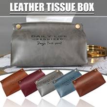 Durable Retro Leather Tissue Box Button Up Paper Bag Snap Button Seam Fetching Paper Napkin Tissue Holder 2024 - buy cheap