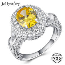 Jellystory Classic Rings for Women 925 Silver Jewelry with Round Shape Topaz Zircon Gemstone Wedding Party Gift Rings wholesale 2024 - buy cheap
