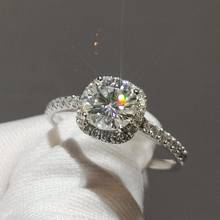 Anel de moissanite branca 9k, luxo, presente de noivado de alta qualidade, anel de aniversário cravejado com pequeno moissanite 2024 - compre barato