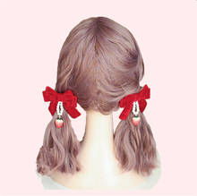 Feito à mão lolita menina bowknot pino de cabelo pérola morango pingente lolita menina hairclip b1590 2024 - compre barato