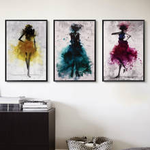 Dancing Skirt Girl Water color Abstract Canvas Painting Art Print Poster Picture Decoration Modern Home Decoration 2024 - buy cheap