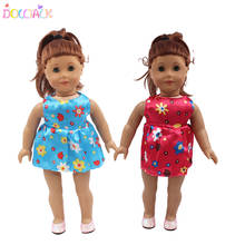 Boneca comunicação 18 com roupas de boneca americana azul pequena boneca floral vestido de brinquedo roupas de menina para bonecas presente 2024 - compre barato