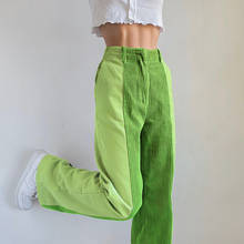 Calças de retalhos com cintura alta, moda casual, marrom, verde e marrom, estilo vintage 90s, y2k 2024 - compre barato