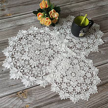 Luxury White Round Embroidery Christmas Table Pad Coffee Coasters Cotton Napkins Kitchen Table Lace Doily Wedding Banquet Decor 2024 - buy cheap
