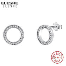 Forever Circle Round Stud Earrings for Women 100% 925 Sterling Silver Wedding Earrings AAA Crystal Zircon Fashion Jewelry 2024 - buy cheap