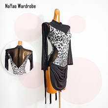 Женское платье для латиноамериканских танцев, с длинным рукавом и леопардовым принтом 2024 - купить недорого