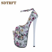 SDTRFT Peep Toe Pumps Ladies Platform Sandals woman 22cm Thin high heels zapatos mujer Ankle Strap Stiletto Crossdresser shoes 2024 - buy cheap