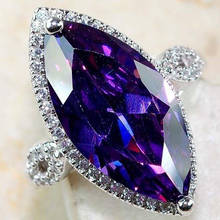 Visisap 20 мм * 10 мм маркиза кольца с фиолетовыми цирконами для женщин Miss MS обручальное кольцо подарки ювелирные изделия оптовая продажа с фабрики B2936 2024 - купить недорого