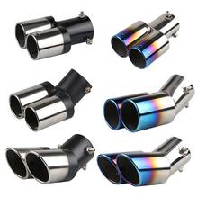 6 Styles Universal Stainless Steel Curved Car Rear Dual Exhaust Pipe Tail Muffler Tip Throat Blue Burnt Dual Exhaust Pipes Tail 2024 - buy cheap