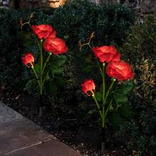 Luz LED Solar de simulación de rosa, lámpara impermeable de paisaje de jardín, iluminación de césped al aire libre, luces nocturnas decorativas para el hogar, 2 uds. 2024 - compra barato