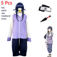 Fantasia para cosplay hinata hyuga, calça roxa com capuz e zíper, bandana, para mulheres e meninas 2024 - compre barato