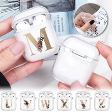 Funda de silicona con letras para AirPods de Apple, funda transparente para auriculares inalámbricos por Bluetooth de 1ª/2ª generación 2024 - compra barato