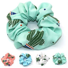Fashion Women Cactus Print  Elastic Hair Bands Ponytail Holder For Girls Scrunchie Rubber Bands Hair Ropes Lady Hair Accessories 2024 - buy cheap