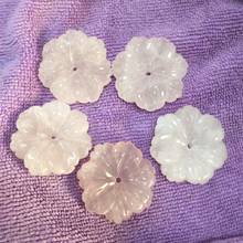 4PCS Natural Rose Quartz Stone Carving Flower Shape DIY Beads Jewelry Accessories Loose Findings Size 25MM 27MM 2024 - buy cheap