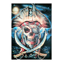 Pintura pirata de crânio com diamante, redonda, completa, retrato para halloween, mosaico, bordado, ponto cruz 5d, decoração para casa, presente 2024 - compre barato