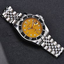 Parnis 40mm Yellow Dial Mechanical Automatic Watch Men Black Ceramic Bezel Miyota 8215 Movement Calendar Men's Watches 2020 Gift 2024 - buy cheap