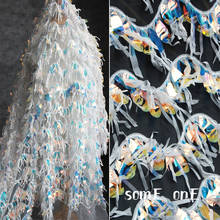 Ice 1y/lote tecido colorido lantejoulas bordadas de malha transparente para mulheres vestido palco material tx1354 2024 - compre barato