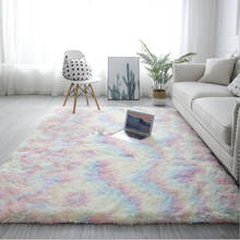 Rainbow Colors Long Hair Tie Dyeing Carpet Bay Window Bedside Mat Soft Area Rugs Shaggy Blanket Gradient Color Living Room Rug 2024 - buy cheap