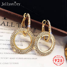 Jellystory Fashion Silver 925 Earrings with Round Shaped Zircon Gemstones for Women Drop Earrings Wedding Party Gifts Jewellery 2024 - buy cheap