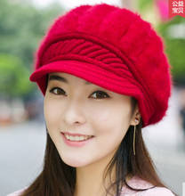 2022 Super warm High Quality Fashion warm hat cap for women Rabbit hair berets fashion All-match hats AA0003 2024 - buy cheap