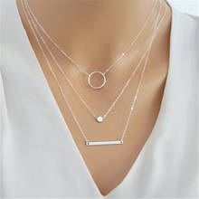 Korean Simple Gold Geometric Chain Choker Necklace Women's Charming Multi-layer Pendant Jewelry Girls Fashion New Year Gifts 2024 - buy cheap