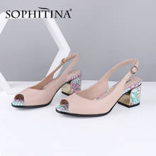 SOPHITINA Summer Women New Sandals Peep Toe Square Heel Ankle-Wrap Metal Decoration Shoes Sheepskin Shallow Casual Sandals C587 2024 - buy cheap