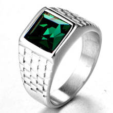 Мужское кольцо FDLK, классическое кольцо из нержавеющей стали с зеленым цирконием, подарок на день рождения, помолвку, свадьбу, вечерние аксессуары 2024 - купить недорого