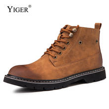 YIGER new men's Martins boots men's causal lace-up boots fashion men's Spring and autumn tooling shoes male Ankle boots 0417 2024 - buy cheap