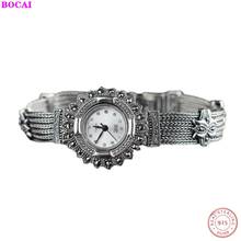 BOCAI Silver 925 Women's Bracelets for Women Thai Silver Watch Strap Jewelry Ladies Exquisite Watch Pure Argentum Hand Chain 2024 - buy cheap