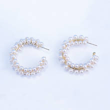 Модные жемчужные круглые серьги-кольца, модные богемные большие массивные серьги, простые геометрические металлические украшения для женщин, свадебные 2024 - купить недорого